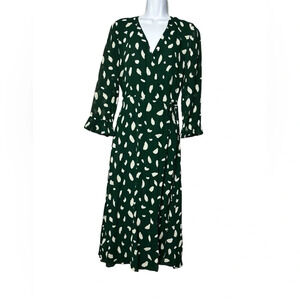 Reformation Green and White Midi Dress